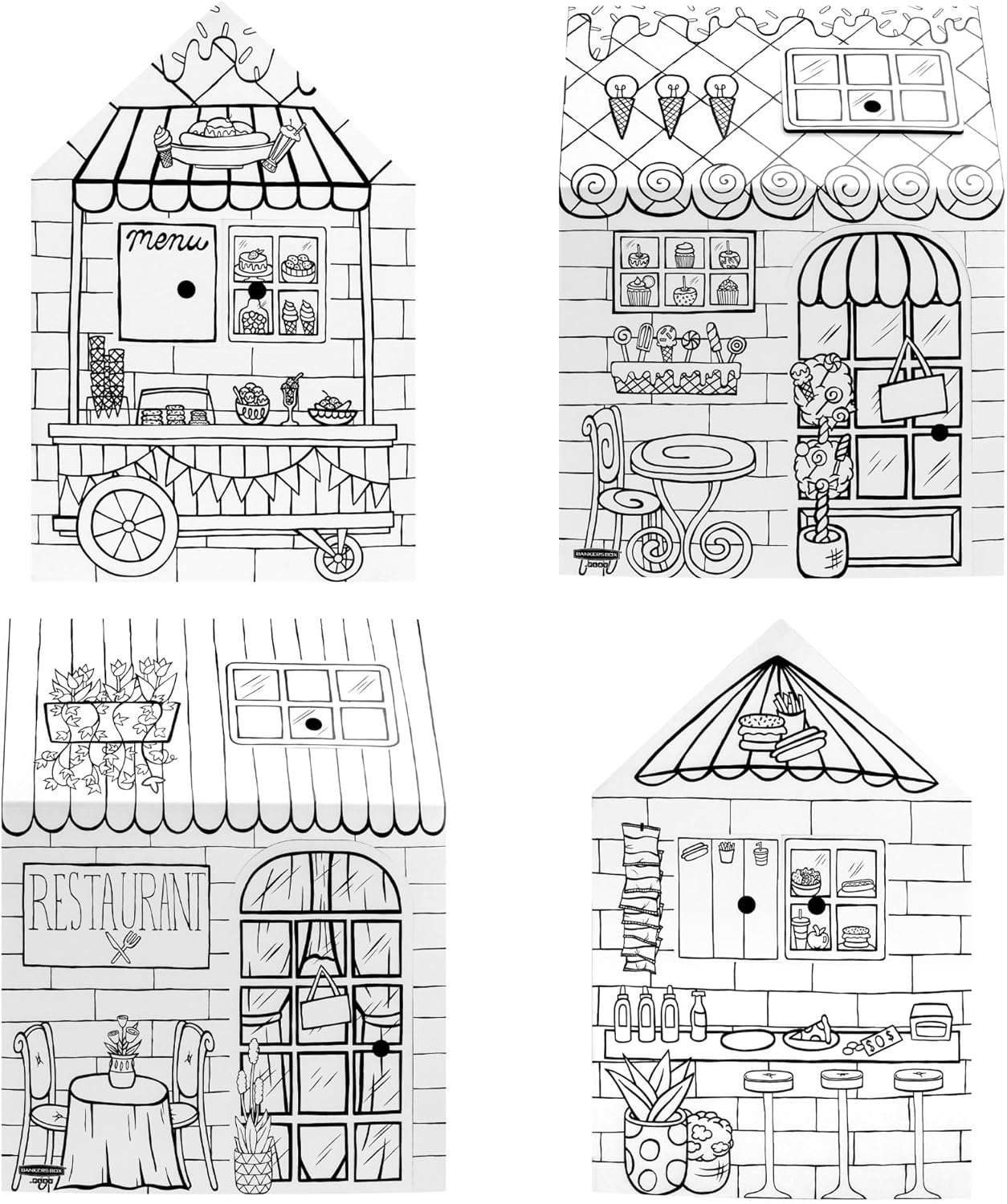 Bankers Box At Play Color-in Playhouse, Life-Size Corrugated Playhouse