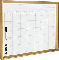 Kate and Laurel Calter Magnetic Framed Dry-Erase Calendar, Melamine, 21-1/4in x 27-1/2in, White, Gold Plastic Frame