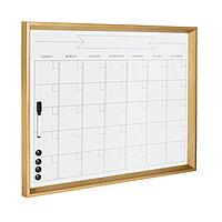Kate and Laurel Calter Magnetic Framed Dry-Erase Calendar, Melamine, 21-1/4in x 27-1/2in, White, Gold Plastic Frame