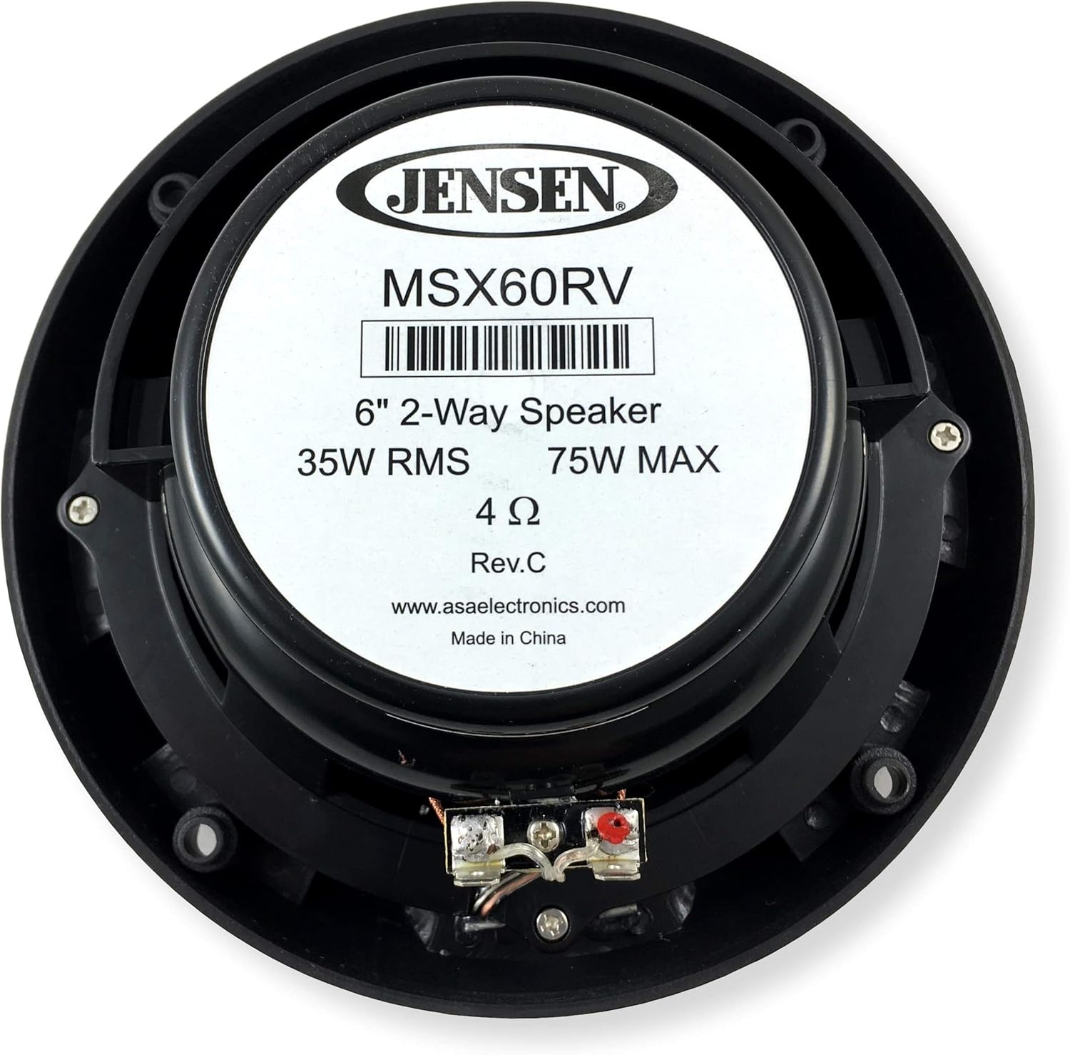 Jensen MSX60RVR Marine Speakers 6.5" Coaxial Speaker, Completely Waterproof With UV Resistant Materials To Withstand