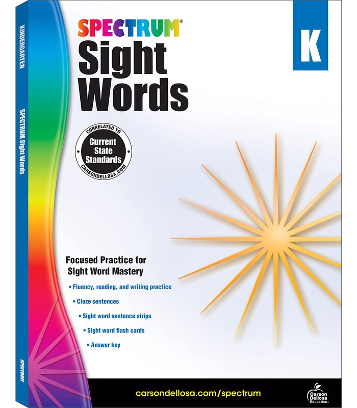 Spectrum Kindergarten Sight Words Workbook, Ages 5 to 6, High Frequency Reading and Writing Practice
