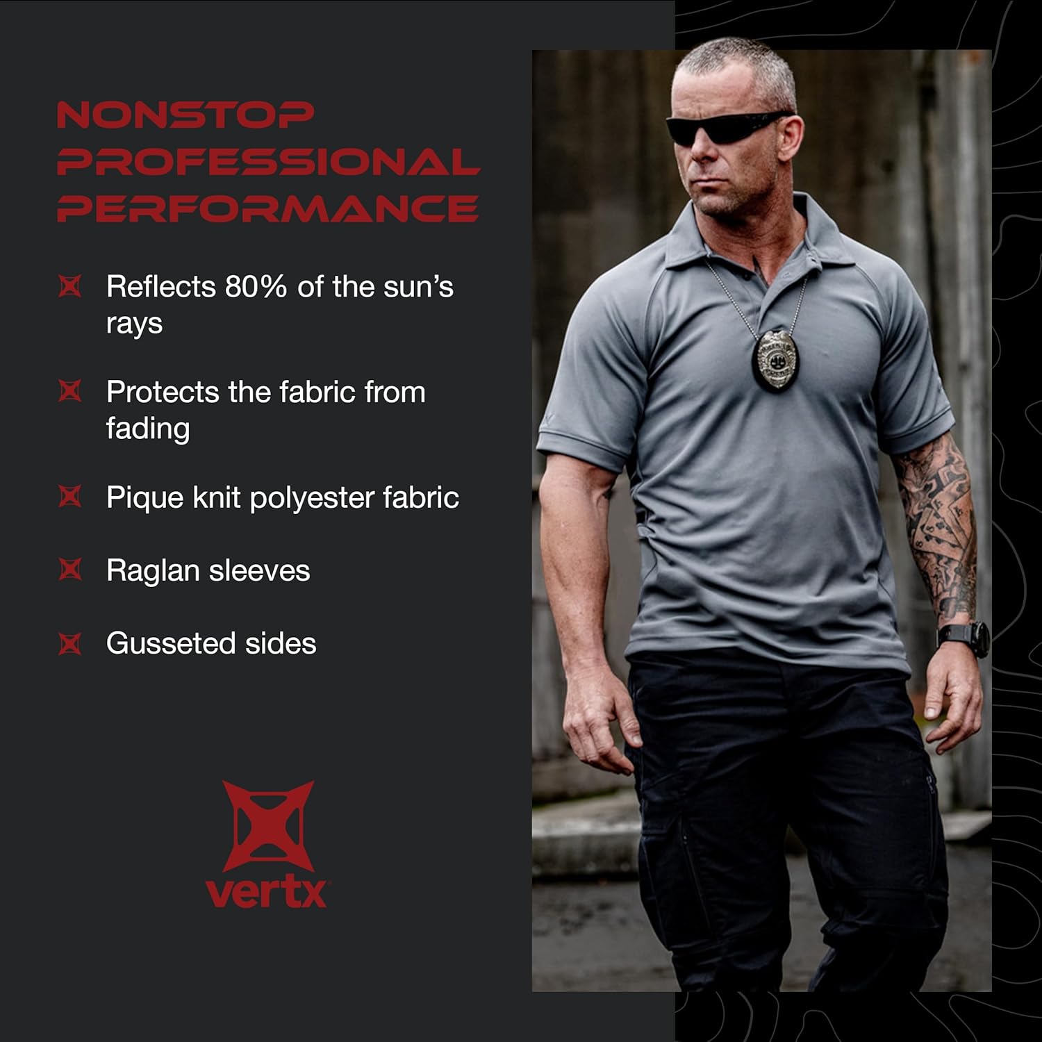 VERTX Men's Tactical Polo Shirt with Coldblack Technology