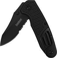 Kershaw Funxion EMT (8100); Multifunction Folding Pocketknife; 3 inch Partially Serrated Stainless Steel Blade; Carabiner Clip, Cord Cutter, Screwdriver Tip, Hex Wrench, Glassbreaker Tip , Black