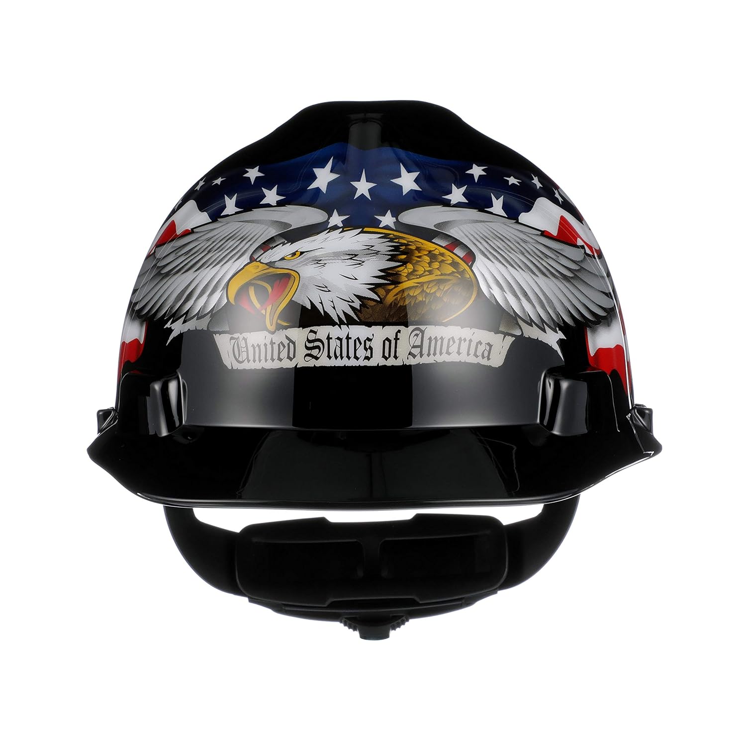 MSA 10079479 V-Gard Slotted Hard Hat, Americaln Eagle,, Capacity, Volume, Polyethylene, Standard, black/Red/White/Blue