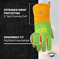 CAIMAN Premium Wasabi Green Split Deerskin MIG/Stick Welding Gloves