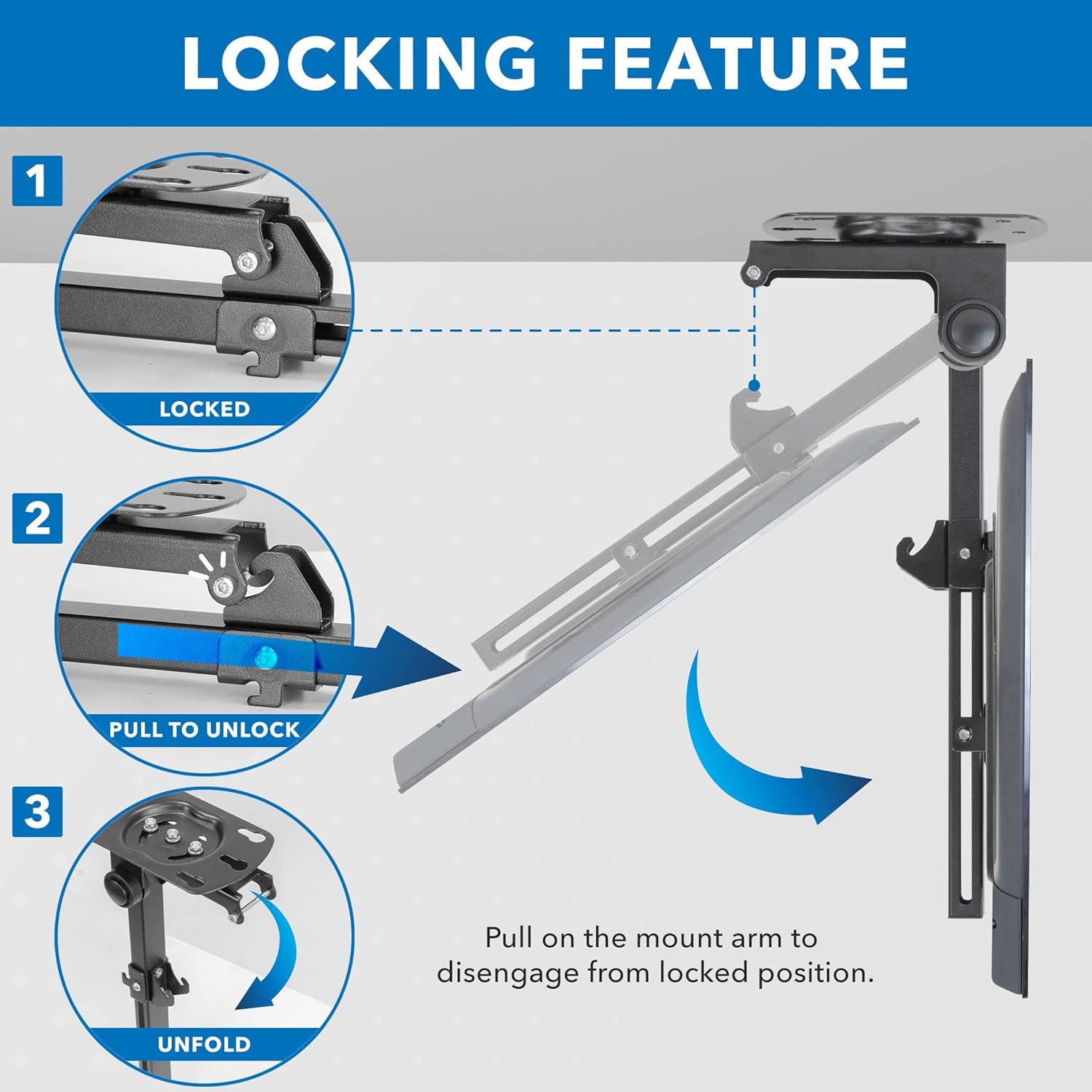 Mount-It! Flip Down TV Mount | Folding Ceiling TV Mount for 23 to 55 Inch | Heavy-Duty Bracket for Roof and Slanted Walls