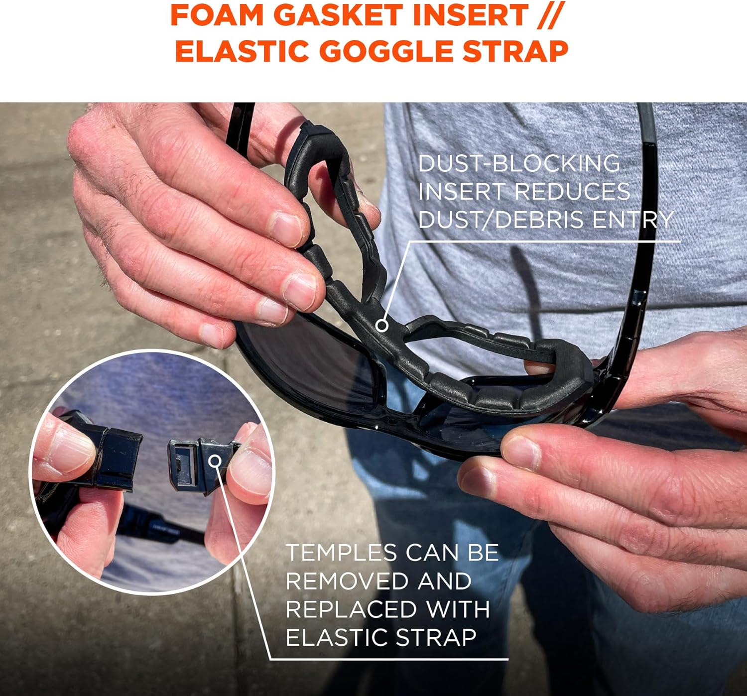 Ergodyne Skullerz LOKI Convertible Polarized Safety Spoggles- Includes Foam Gasket and Strap to Convert to Goggle Polarized