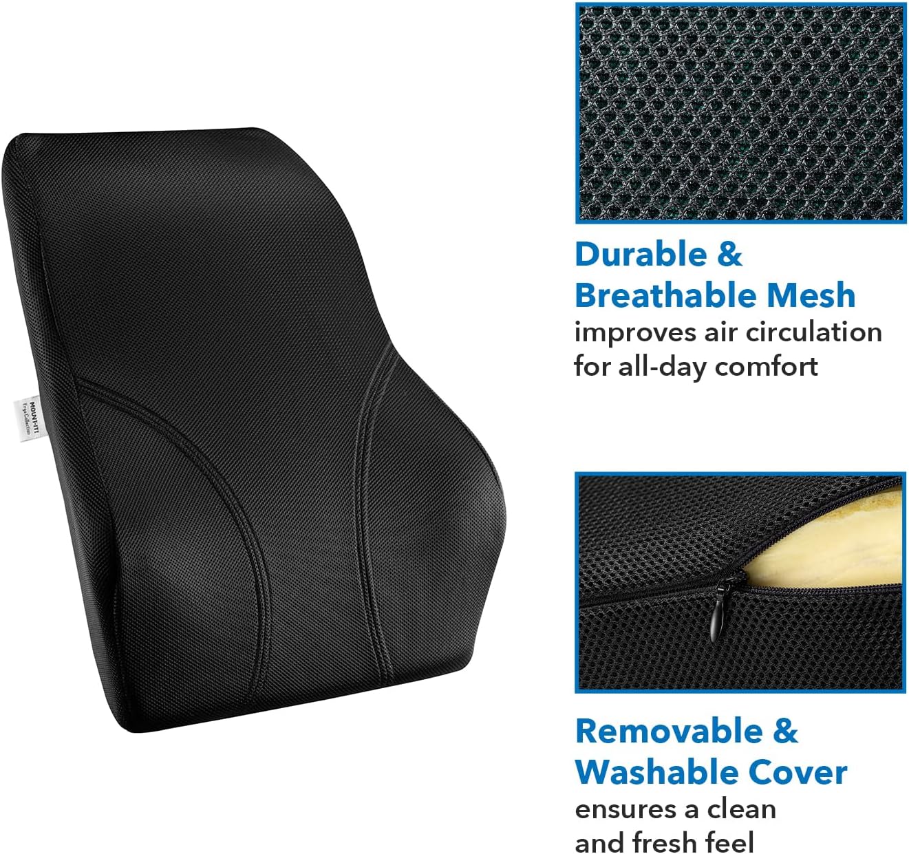 Mount-It! Office Chair Lumbar Support Cushion with Memory Foam