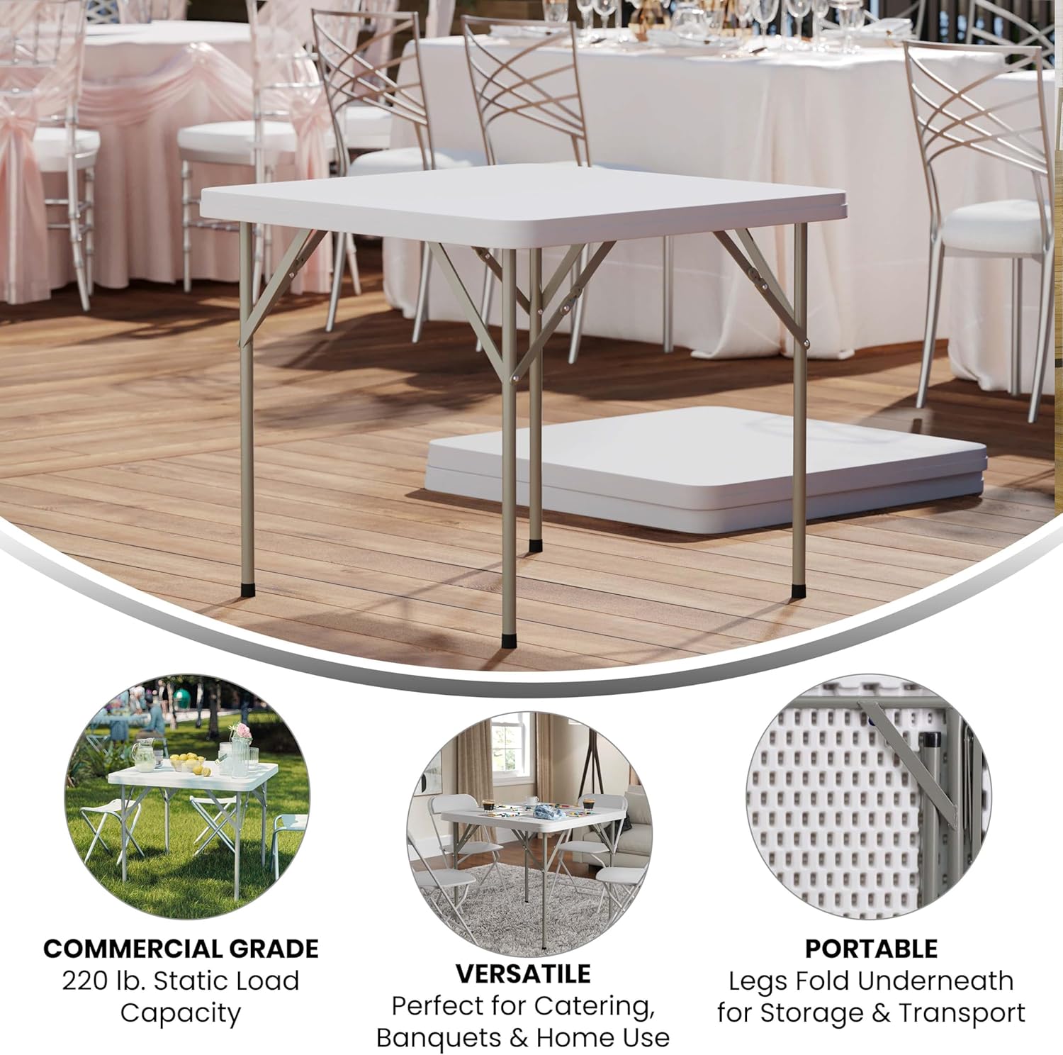 Flash Furniture Square Plastic Folding Event Table