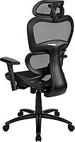 Flash Furniture LO Ergonomic Mesh Office Chair with 2-to-1 Synchro-Tilt, Adjustable Headrest, Lumbar Support, and Adjustable Pivot Arms in Black