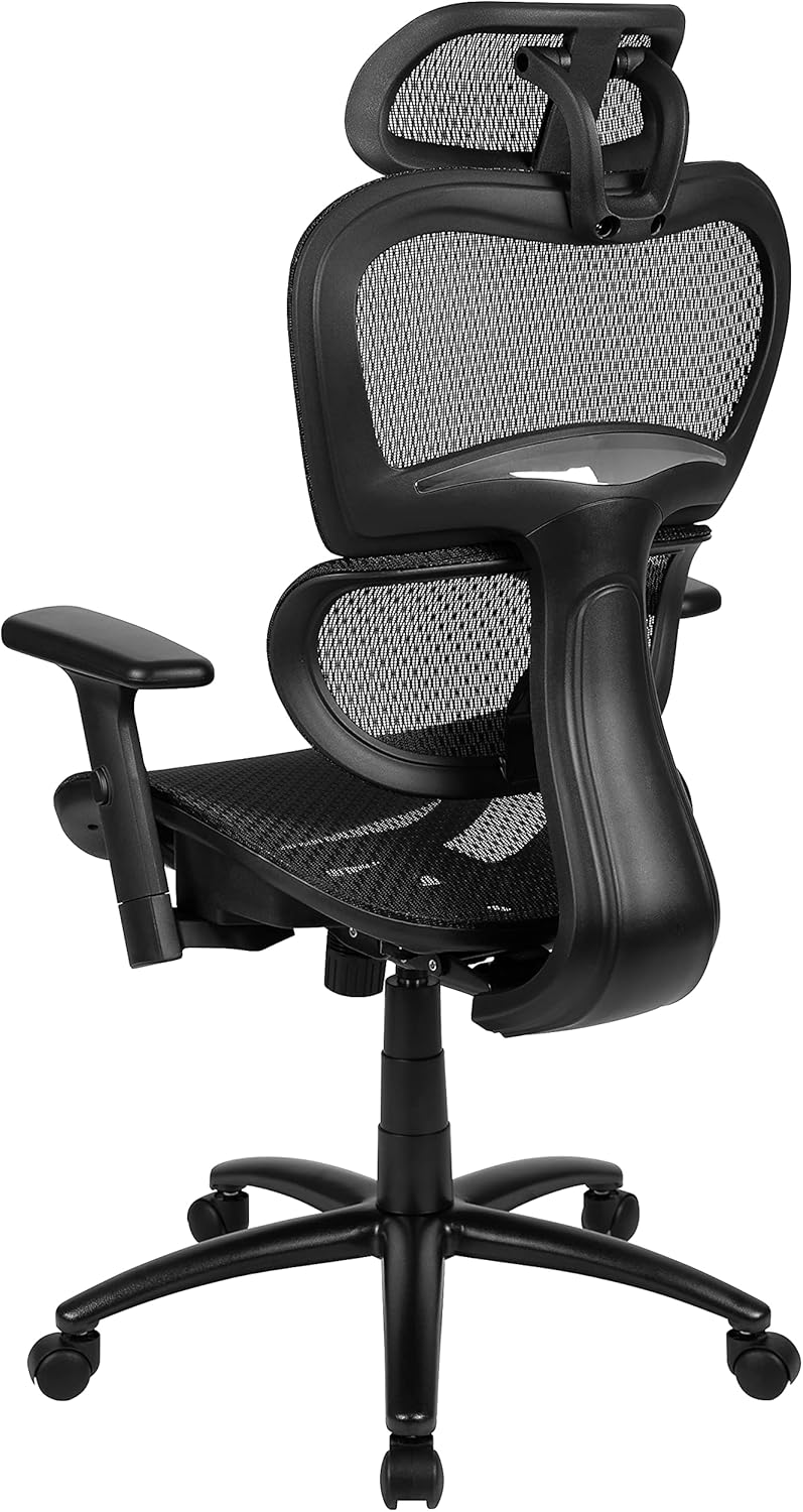 Flash Furniture LO Ergonomic Mesh Office Chair with 2-to-1 Synchro-Tilt, Adjustable Headrest, Lumbar Support