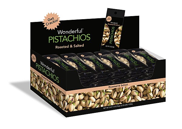 Wonderful Roasted And Salted Pistachios, 1.5 Oz, Pack Of 24 Bags
