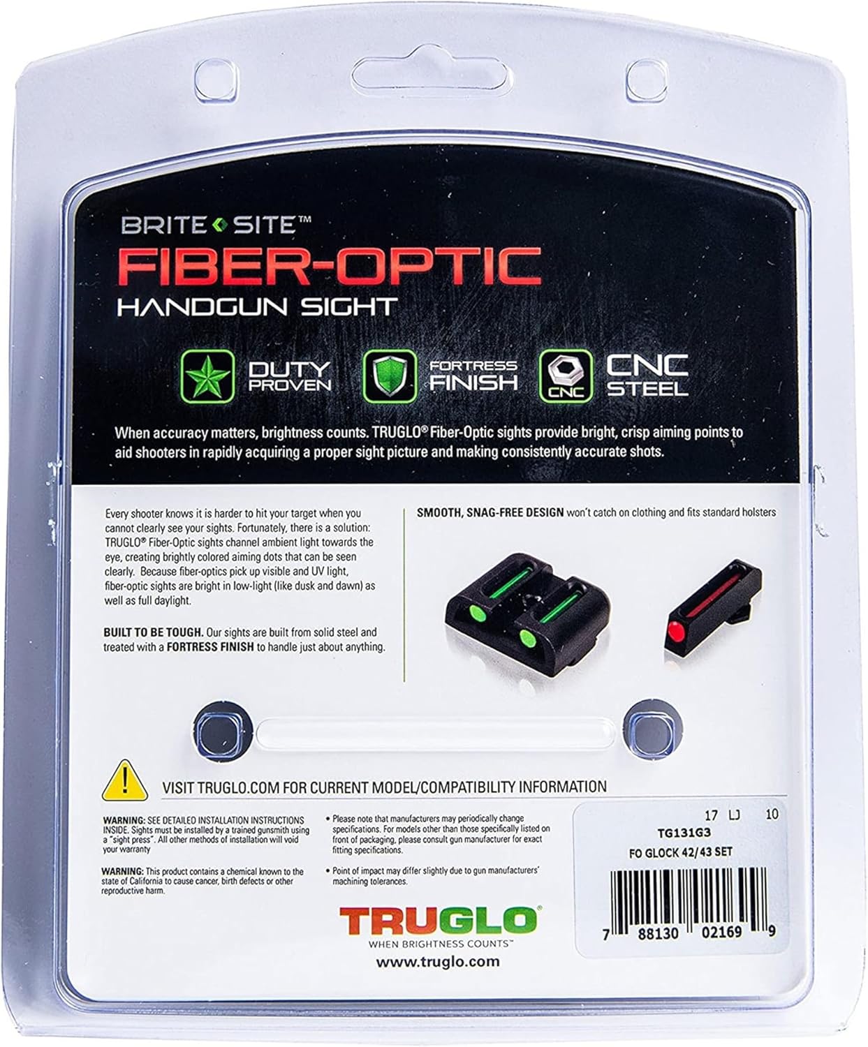 TRUGLO Fiber-Optic Handgun Night Sight Set