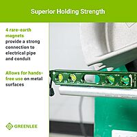 Greenlee L107 Electrician's Magnetic Torpedo Level with Conduit Bending Offset Aid, Green