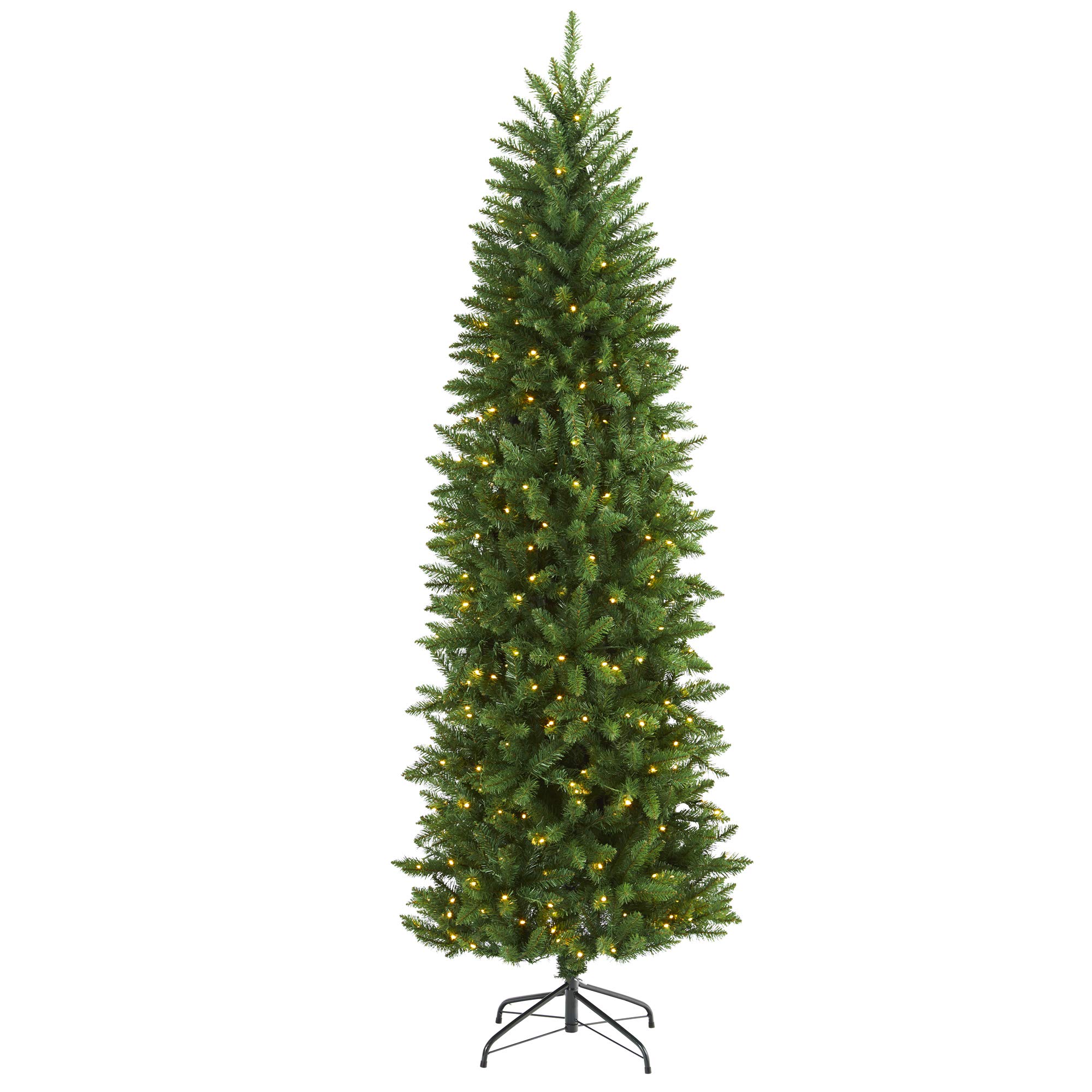 Nearly Natural 6.5ft. Slim Green Mountain Pine Artificial Christmas Tree with 300 Clear LED Lights 6ft 6in Green