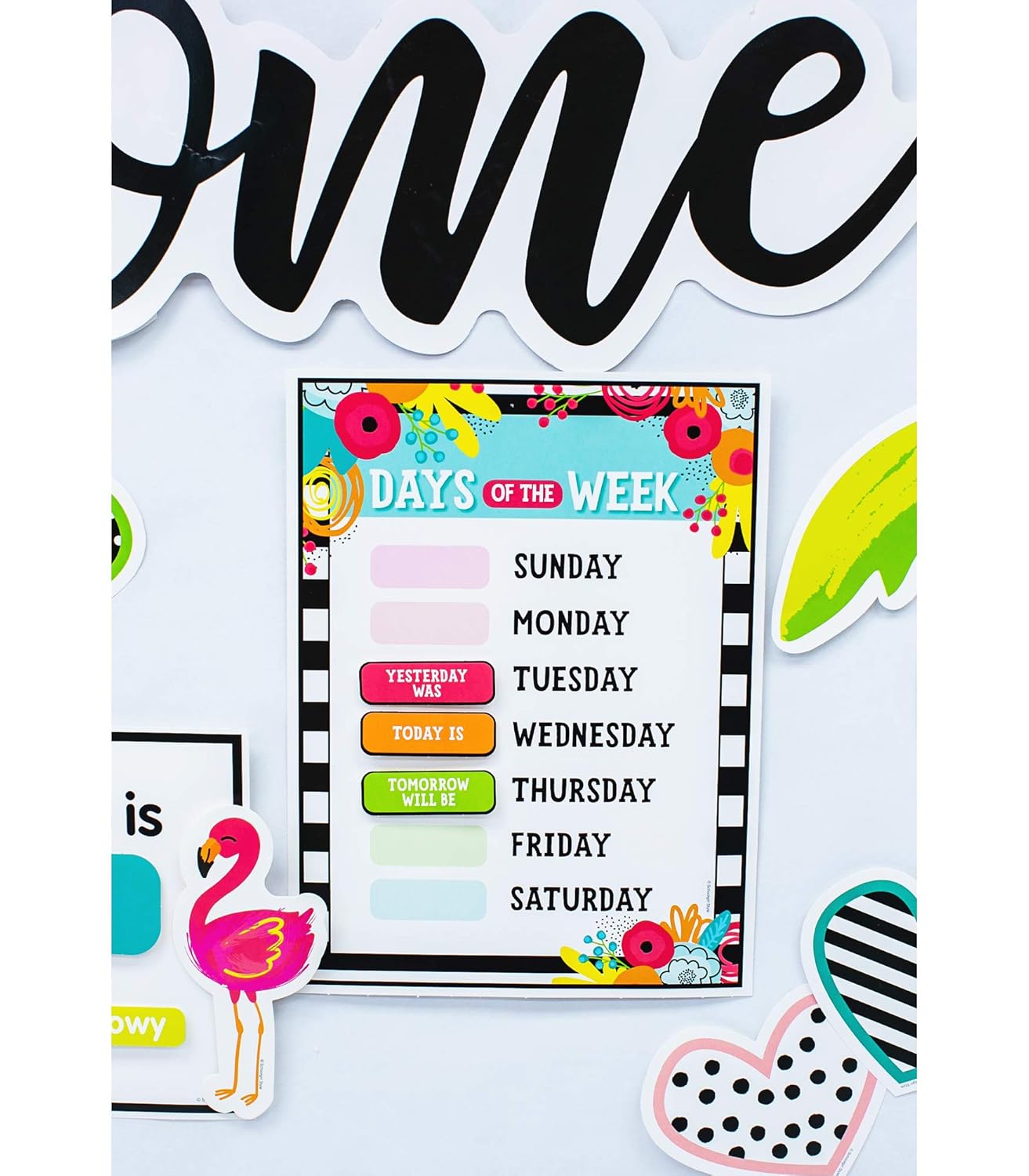 Schoolgirl Style Simply Stylish Tropical 92-Piece Calendar Bulletin Board Set for Classroom