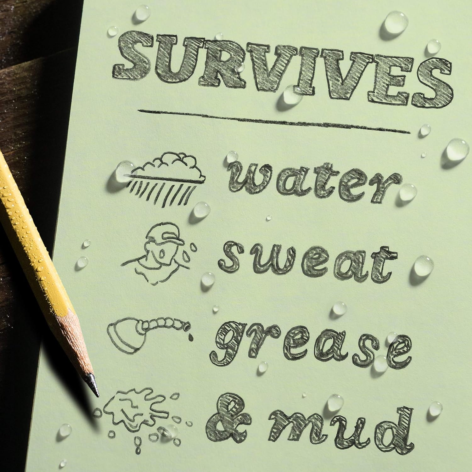 Rite in the Rain Weatherproof Index Cards, 3" x 5", Universal Pattern, Green (No. 991)