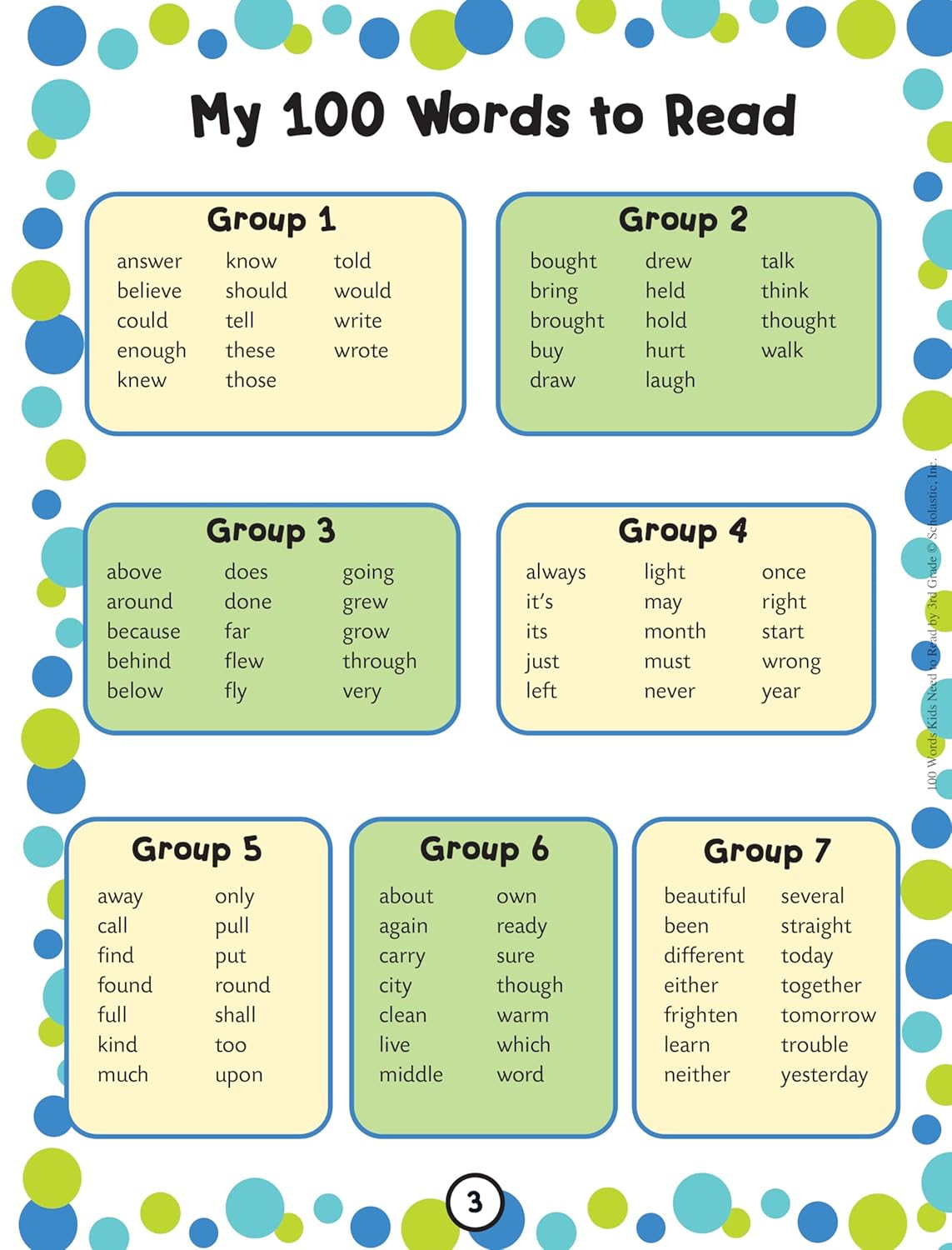 100 Words Kids Need to Read by 3rd Grade: Sight Word Practice to Build Strong Readers