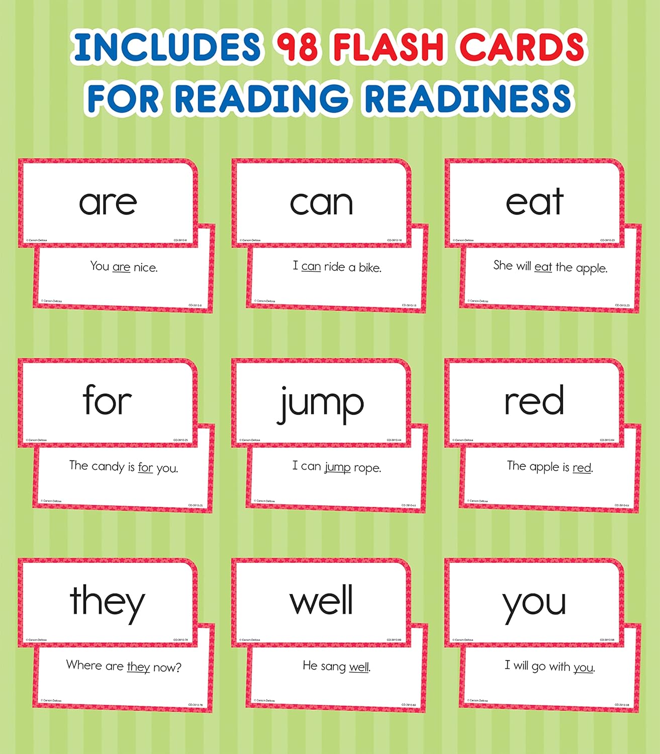 Carson Dellosa 102 Basic Sight Words Flash Cards Kindergarten, Flashcards for Kids Ages 6 and Up