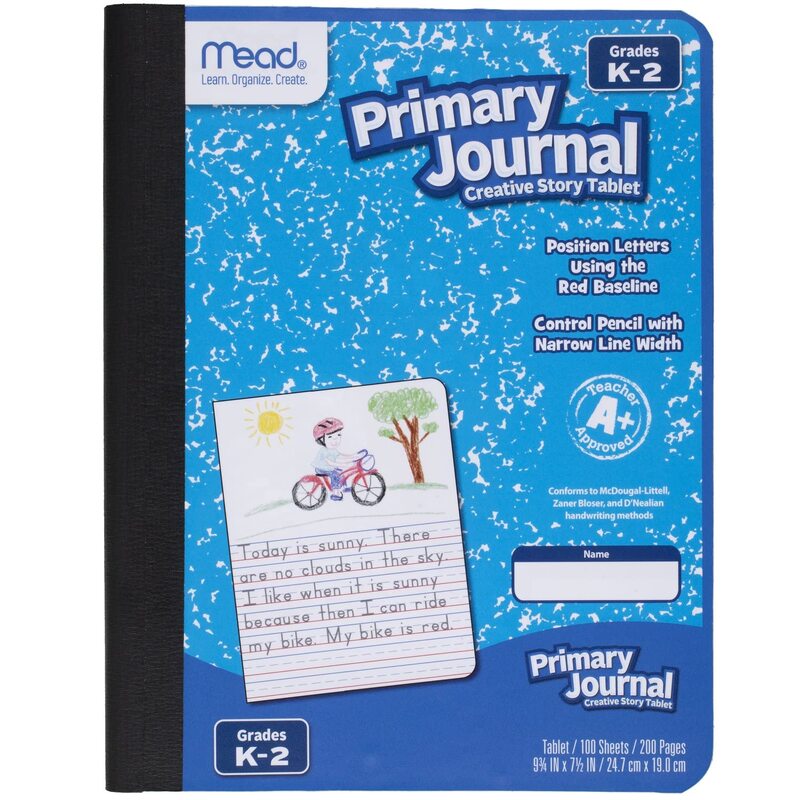 Mead Primary Journal, Half Page Ruled Creative Story Tablet, Grades K-2, 7 1/2" x 9 3/4", 100 Sheets