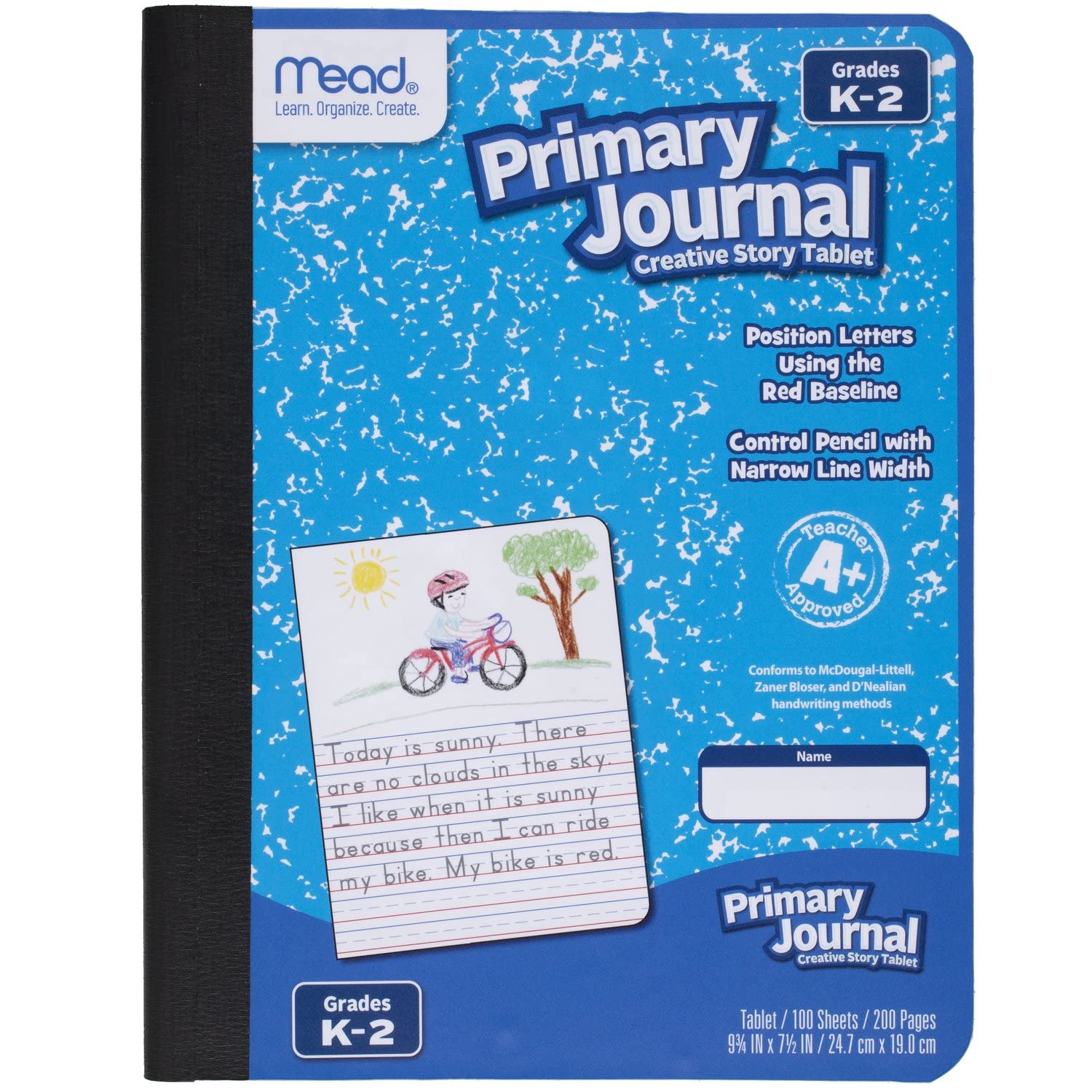Mead Primary Journal, Half Page Ruled Creative Story Tablet, Grades K-2, 7 1/2" x 9 3/4", 100 Sheets