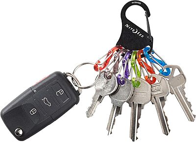 Nite Ize KeyRack Steel S-Biner - Key Carabiner Organizer with 6 Colorful S-Biners