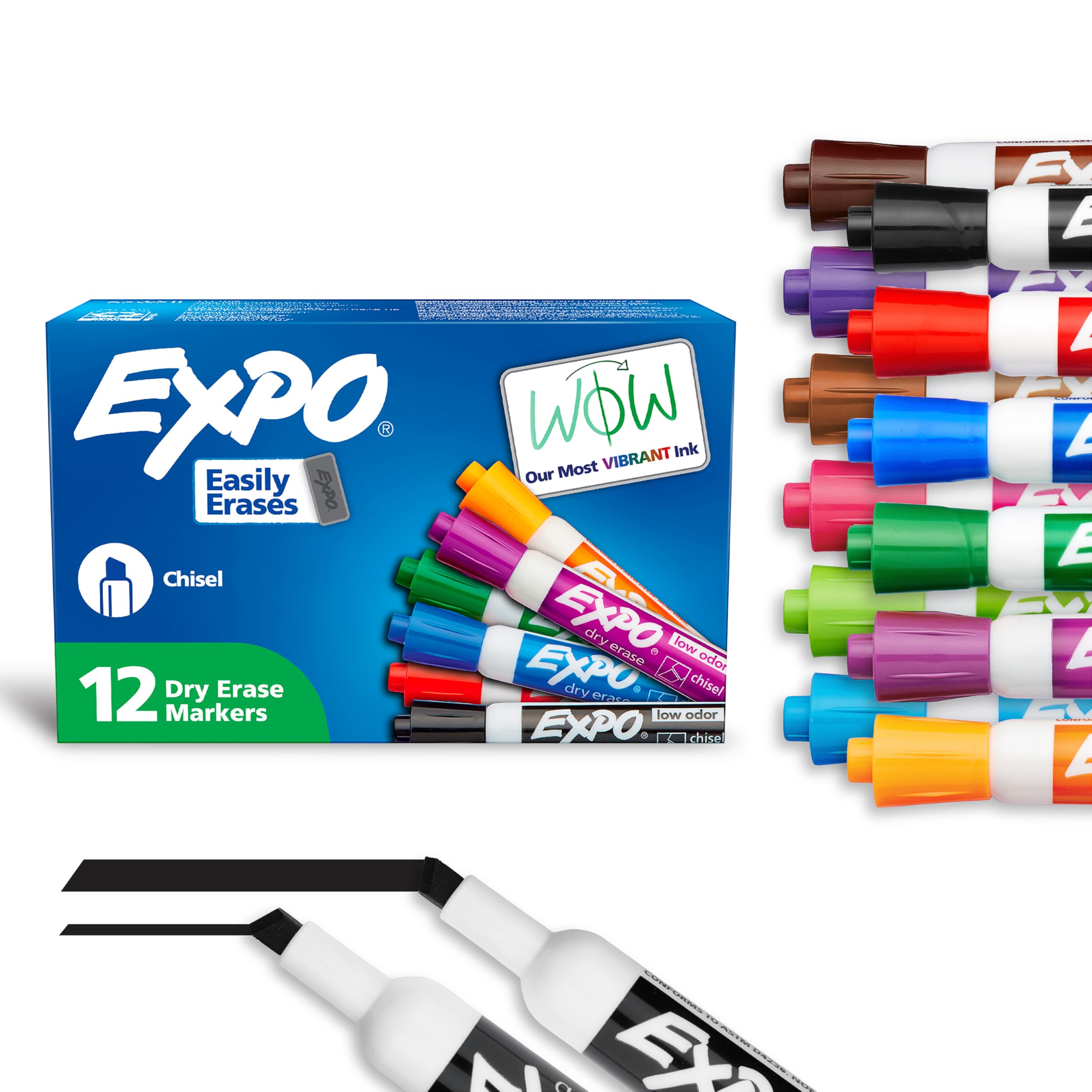EXPO Dry Erase Markers, Low-Odor Ink, Chisel Tip
