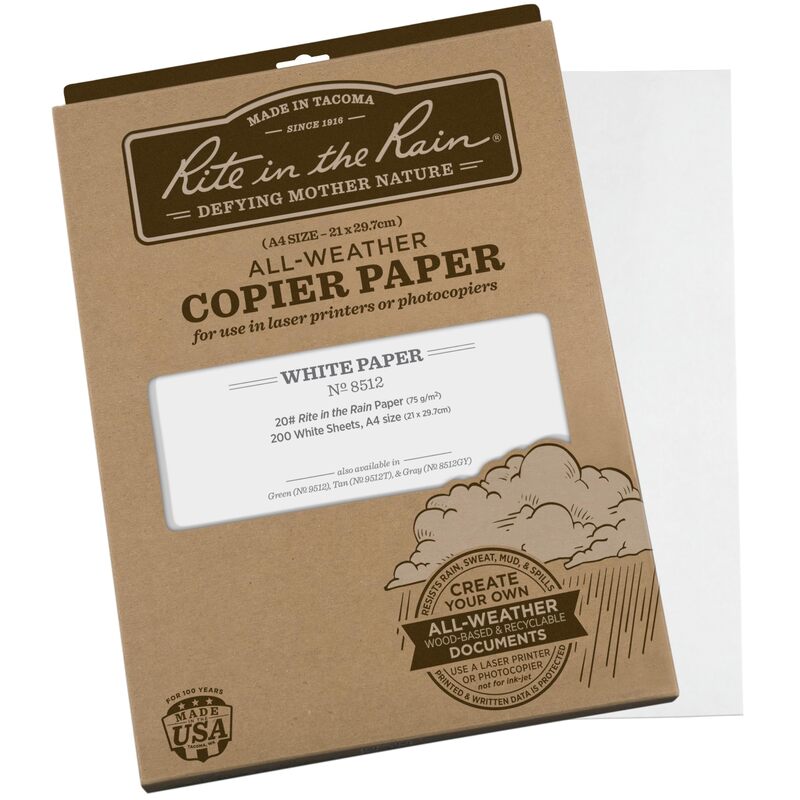 RITE IN THE RAIN All-Weather Copier/Printer Paper, 20 lb, 84 Brightness