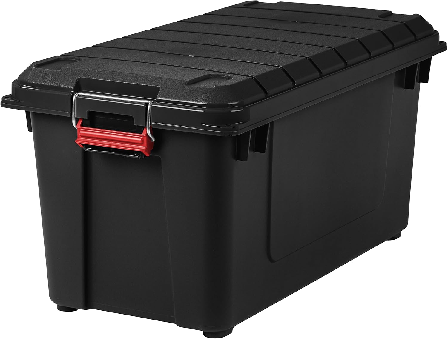 IRIS Weathertight Plastic Storage Containers With Latch Lids, 15 3/8in x 16in x 30in, Black, Case Of 4