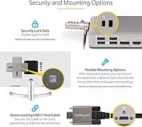 StarTech.com Dual-Monitor USB-C Docking Station, DisplayPort & HDMI or VGA, Multi Monitor Dock up to 4K 60Hz - USB 3.2/3.1 (5Gbps) Type-C Dock - 7X USB Hub, 85W PD, Windows & ChromeOS, TAA