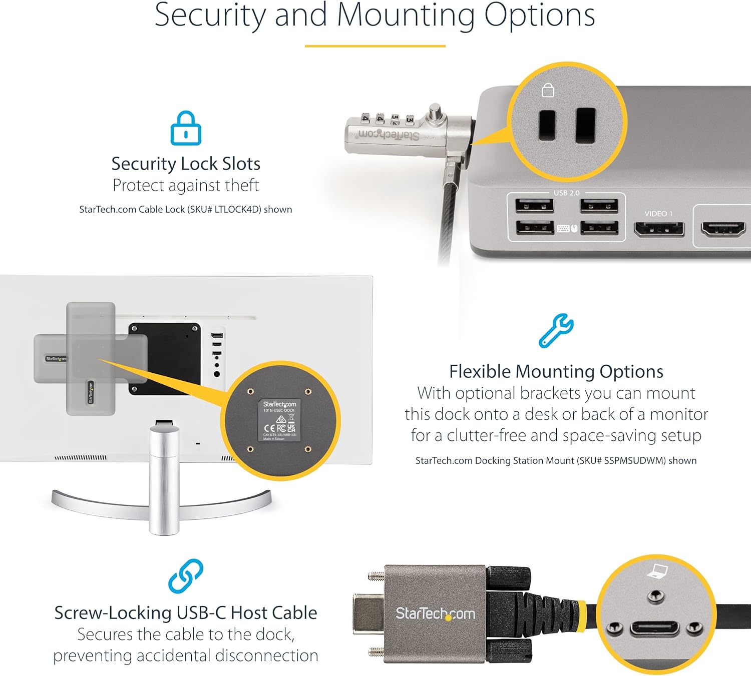 StarTech.com Dual-Monitor USB-C Docking Station, DisplayPort & HDMI or VGA, 7x USB, 85W PD