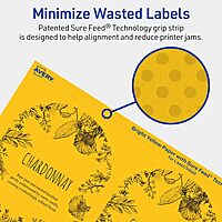 Avery Printable Arched Labels, Sure Feed Technology, 4-3/4" x 3-1/2", Bright Yellow Labels, Print-to-The-Edge, Laser/Inkjet Printable, 40 Total, Great for Shipping and Wine Bottles
