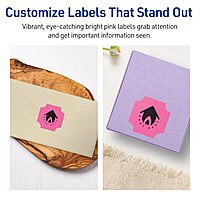 AVERY Printable Square Scalloped Labels, Sure Feed Technology, 1-5/8" x 1-5/8", Bright Pink, Print-to-Edge, Laser/Inkjet