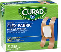 CURAD Flex-Fabric Adhesive Knuckle Bandages, 1.5 x 3 in, 100 Count
