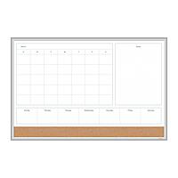 U Brands Magnetic Dry Erase 4-in-1 Calendar Board, Silver Aluminum Frame