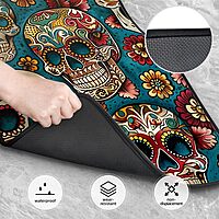 Sugar Skulls Print Printed Car Floor Mats Set of 4 Pieces | Floor Mats Protection for Cars Full Sets | Non-Slip & Waterproof