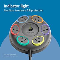 Kensington SmartSockets 6-Outlet, 16-Foot Cord, & 1500 Joules Tabletop Surge Protector (K62634NA) 16-Foot Cord Tabletop (1500 Joules, 16' Cord)