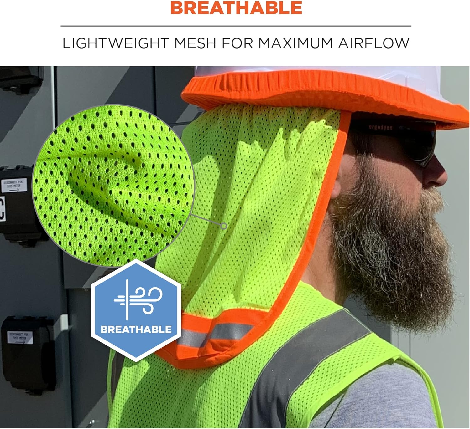 Ergodyne GloWear 8005 High Visibility Reflective Mesh Hard Hat Neck Shade, Lime (Pack of 2) Lime Pack of 2