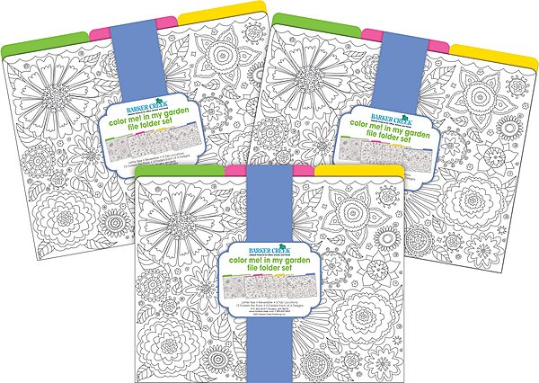 Barker Creek Designer File Folders Set of 36, Color Me! in My Garden, Multi-Design Set, Letter-Size, 1/3 Cut Tabs, 36 Folders in Set (3938)