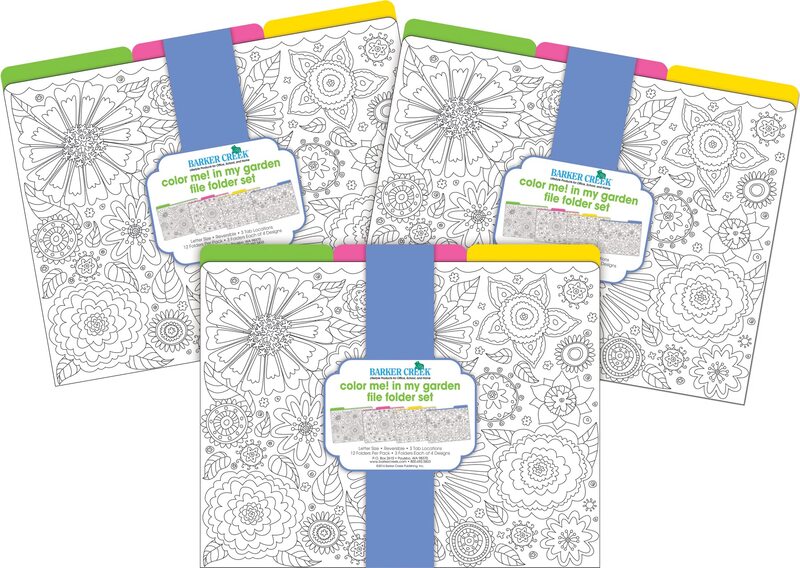 Barker Creek Designer File Folders Set of 36, Color Me! in My Garden, Multi-Design Set, Letter-Size, 1/3 Cut Tabs, 36 Folders in Set (3938)