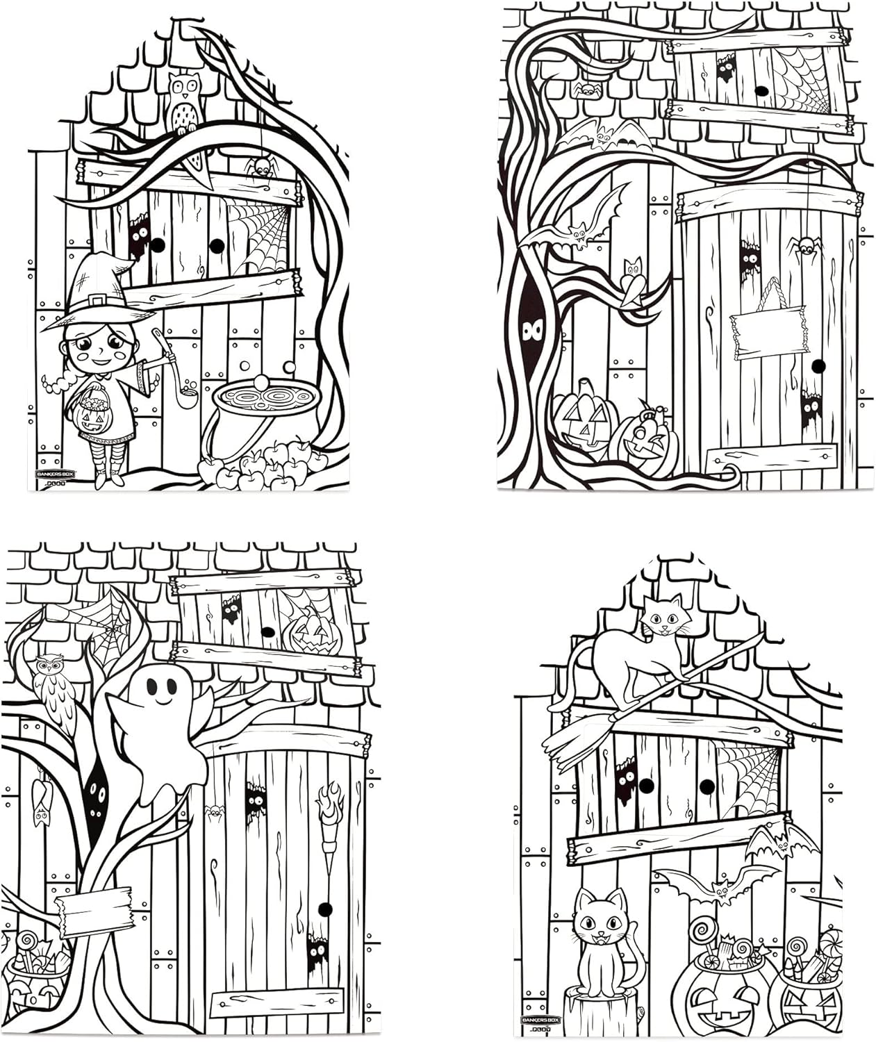Bankers Box at Play Color in Halloween Playhouse, Cardboard Playhouse and Life Size Craft Activity for Kids and Families