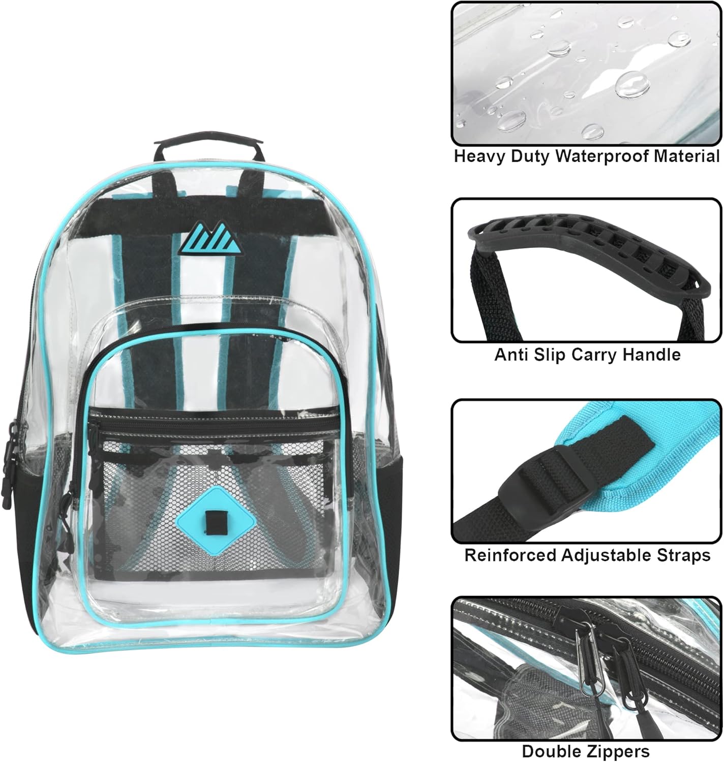 Trailmaker Clear Waterproof Stadium-Approved Backpack with Water Bottle Holder