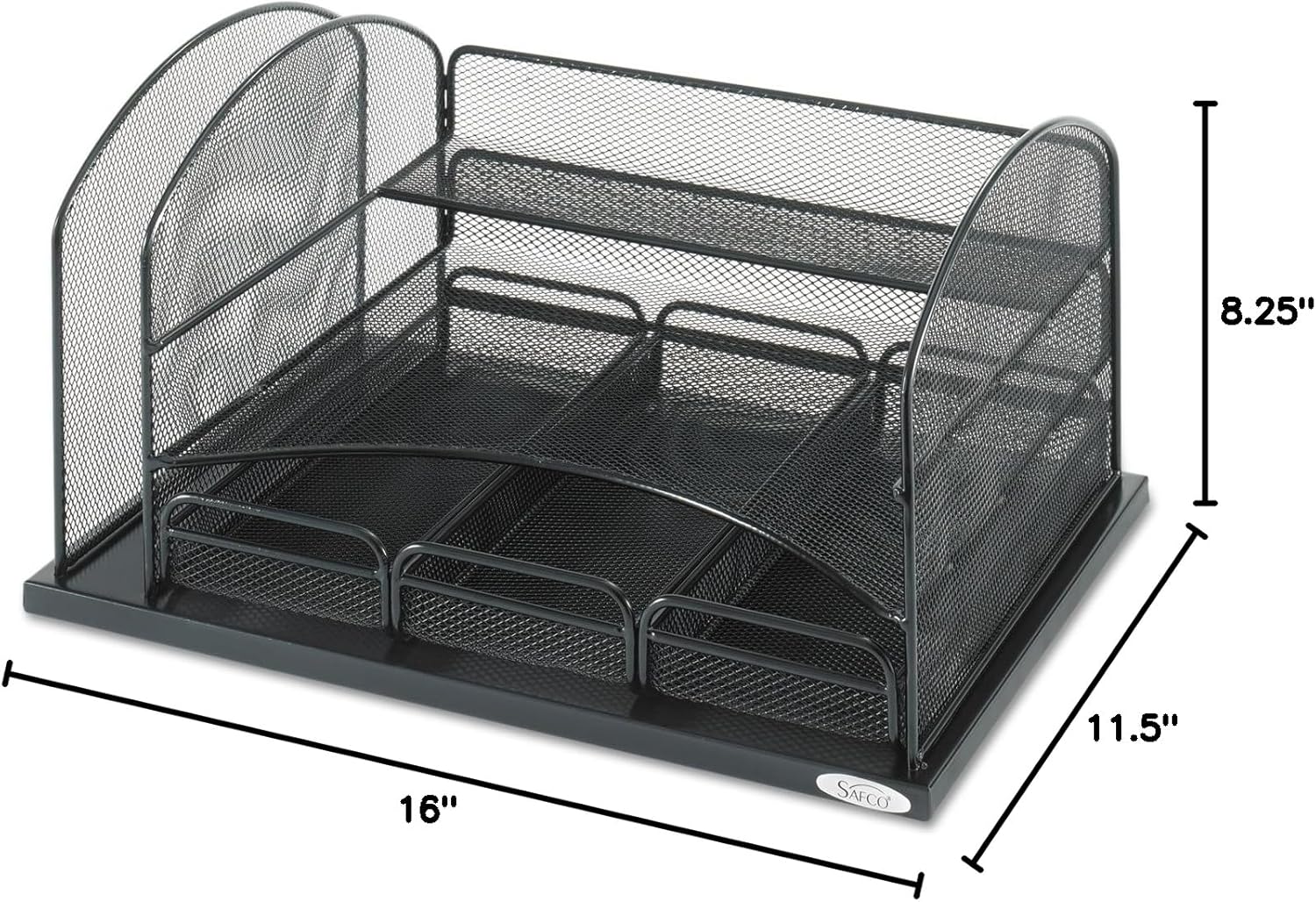 Safco 3-Drawer Desktop Organizer, 16inH x 11 3/8inW x 8inD, Black