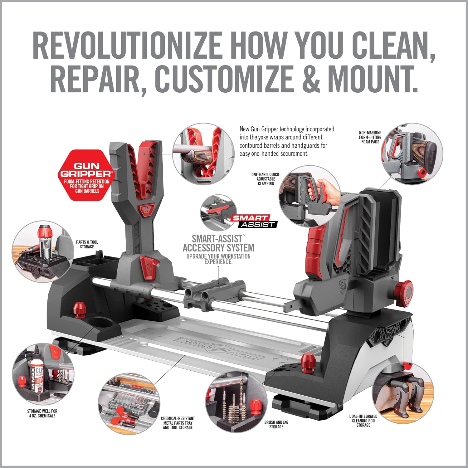 Real Avid Master Gun Workstation Up to 18.3" of Travel One-Hand Quick Adjustable Clamping