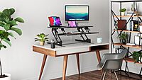 Mount-It! 38in Wide Height Adjustable Standing Desk Converter with Keyboard Tray