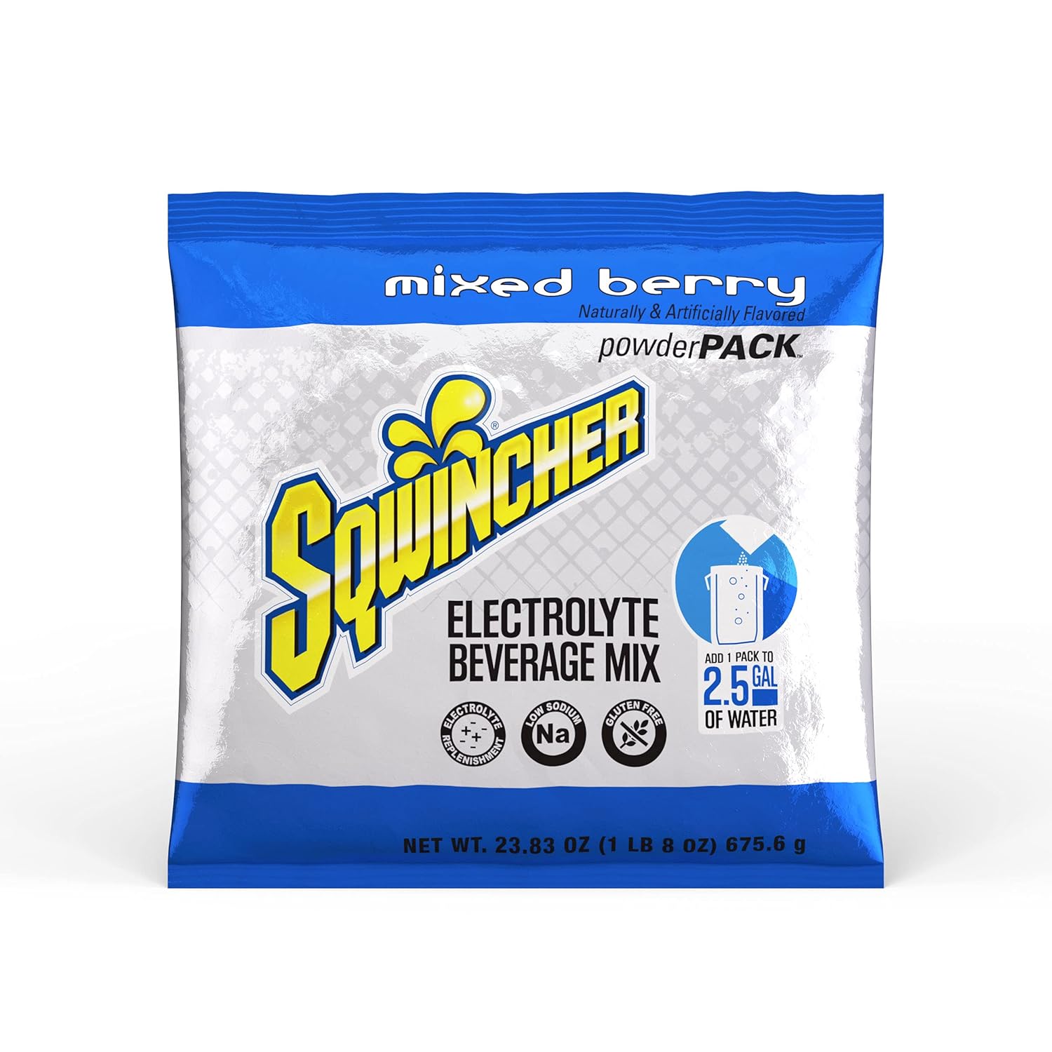 Sqwincher Powder Pack | Mixed Berry Flavored | Low Calorie | Low Sodium | Electrolyte Replenishment Hydration Drink Mix
