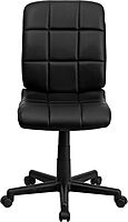 Flash Furniture Clayton Mid-Back Tufted Vinyl Upholstered Swivel Desk Chair with Padded Seat, Modern Adjustable Height Padded Office Chair, Black