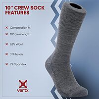 VERTX VaporCore Mens 10" Tactical Merino Wool Crew Socks