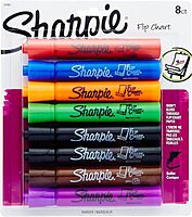 Sharpie Flip Chart Markers, Bullet Tip, Assorted Colors, 8 Count - Low-Odor, Squeak-Free