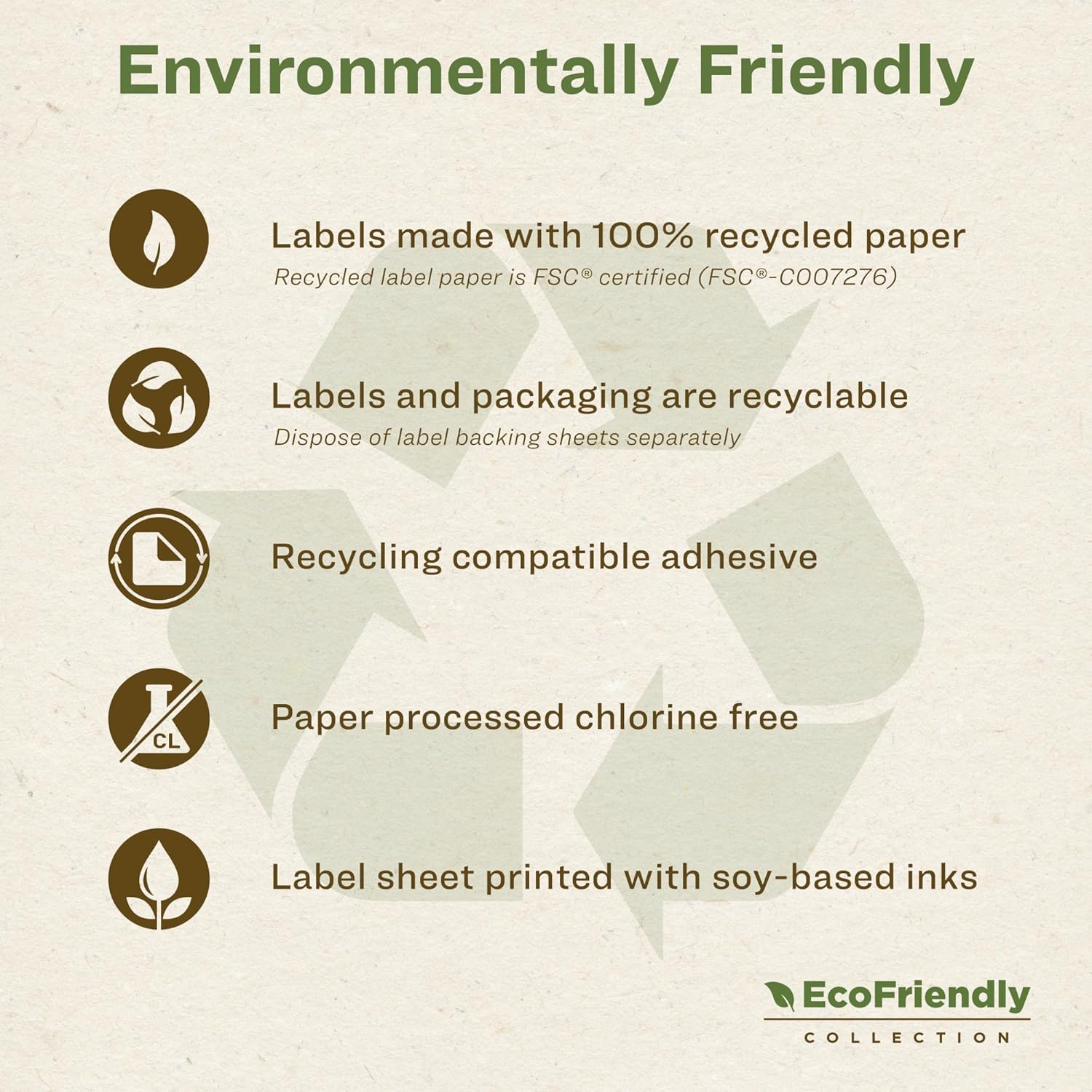 Avery EcoFriendly Matte White Recycled Rectangle Labels, 1.25" x 3.75", Print-to-The-Edge, Permanent Adhesive